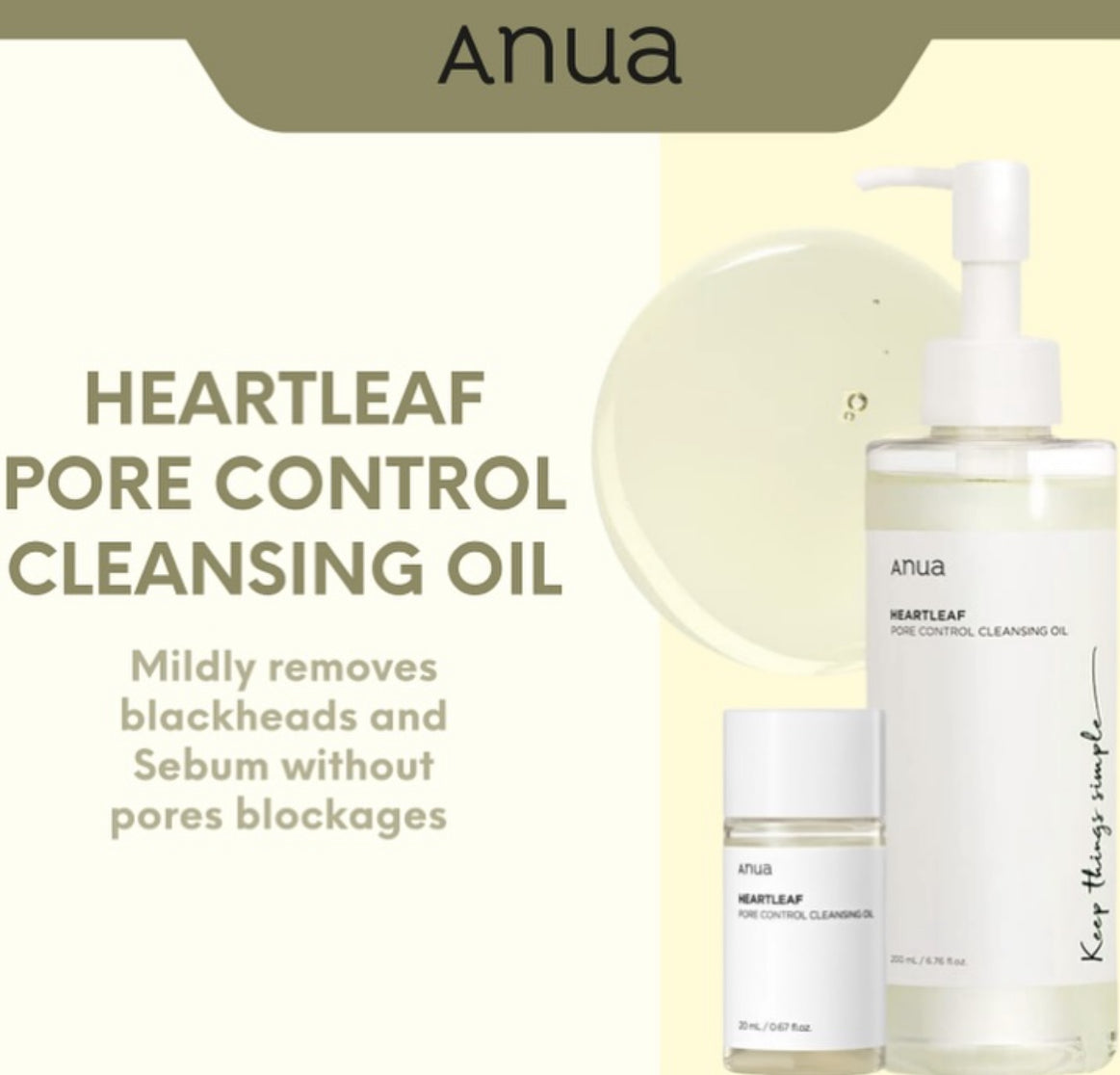 Anua Heartleaf Pore Control Cleansing Öl 200ml – Tiefenreinigung & Beruhigung - Glanzhaut