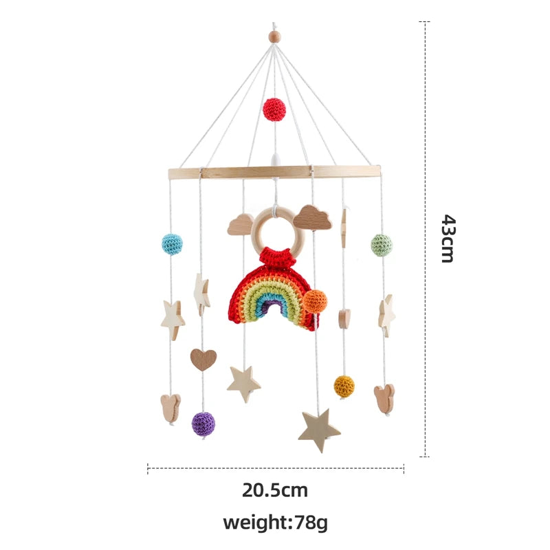 Holz & Häkel Baby Mobile – Stern-Pendeln für das Babybett - Glanzhaut