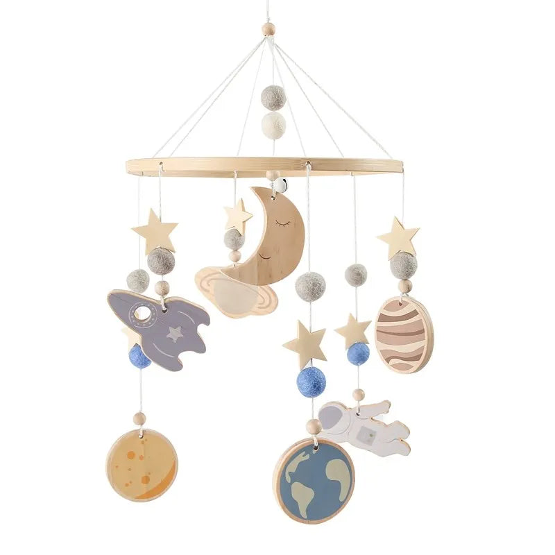 Holz & Häkel Baby Mobile – Stern-Pendeln für das Babybett - Glanzhaut