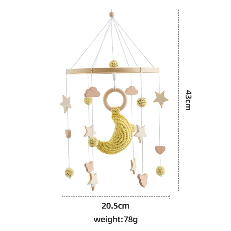Holz & Häkel Baby Mobile – Stern-Pendeln für das Babybett - Glanzhaut