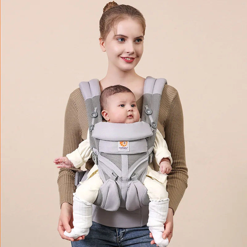 Ergonomische Babytrage mit multifunktionalem Hüftstütze – Für Neugeborene bis Kleinkinder, vielseitig tragbar (vorne und hinten), inklusive Zubehör - Glanzhaut