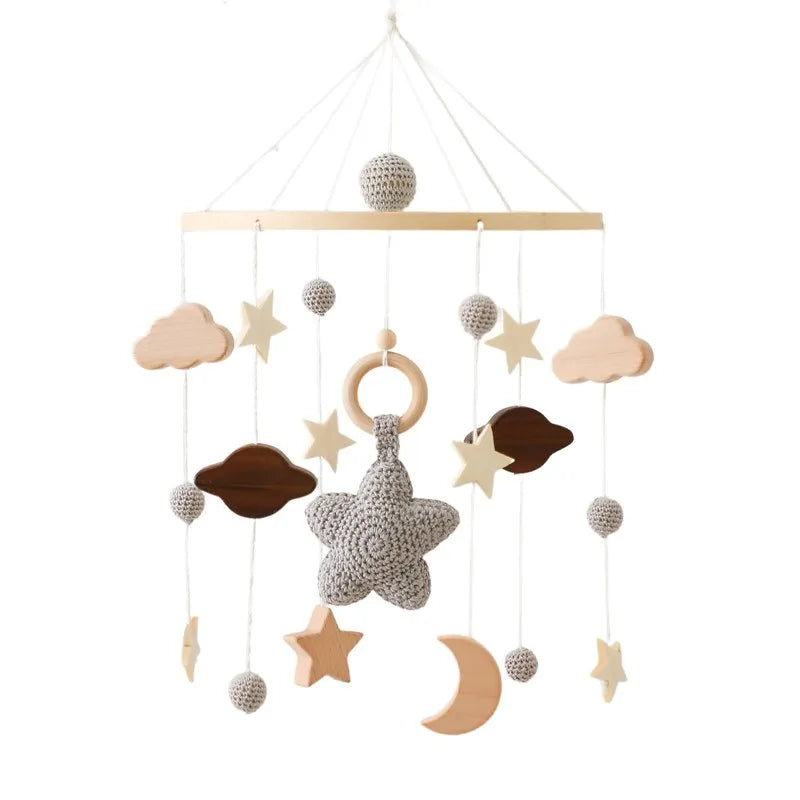 Holz & Häkel Baby Mobile – Stern-Pendeln für das Babybett - Glanzhaut