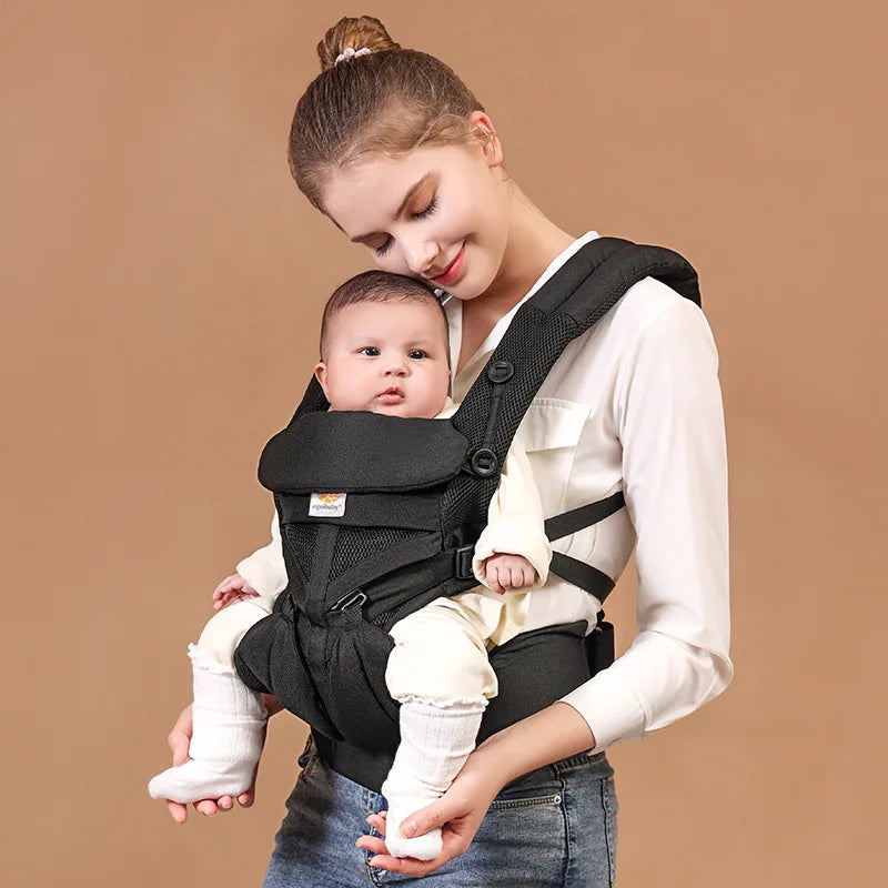 Ergonomische Babytrage mit multifunktionalem Hüftstütze – Für Neugeborene bis Kleinkinder, vielseitig tragbar (vorne und hinten), inklusive Zubehör - Glanzhaut