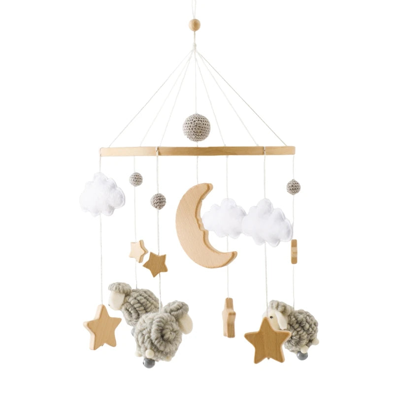 Holz & Häkel Baby Mobile – Stern-Pendeln für das Babybett - Glanzhaut