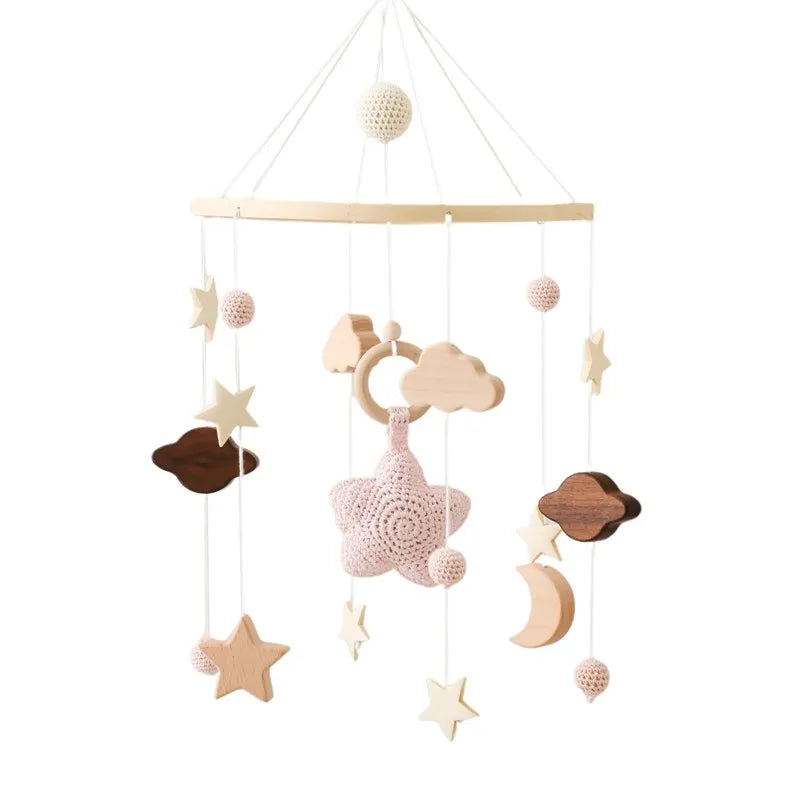 Holz & Häkel Baby Mobile – Stern-Pendeln für das Babybett - Glanzhaut