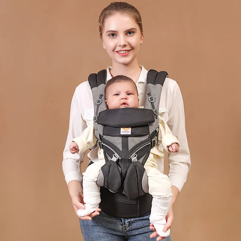 Ergonomische Babytrage mit multifunktionalem Hüftstütze – Für Neugeborene bis Kleinkinder, vielseitig tragbar (vorne und hinten), inklusive Zubehör - Glanzhaut