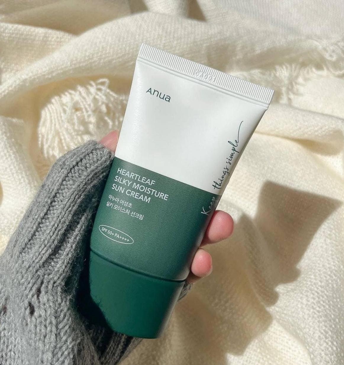 Anua Heartleaf Silky Moisture Sonnenschutzcreme SPF 50+ PA+ - Glanzhaut