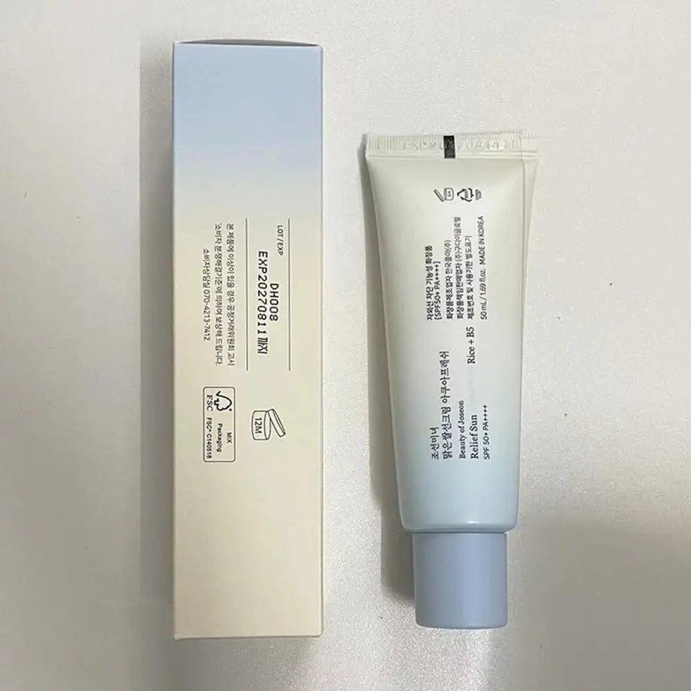 Beauty of Joseon Korean Rice + Probiotics Relief Moisturizing Face Cream SPF 50+ – Hochwirksamer Sonnenschutz mit Reisschleim & Probiotika | Für Sebum‑kontrollierte, beruhigte Haut - Glanzhaut