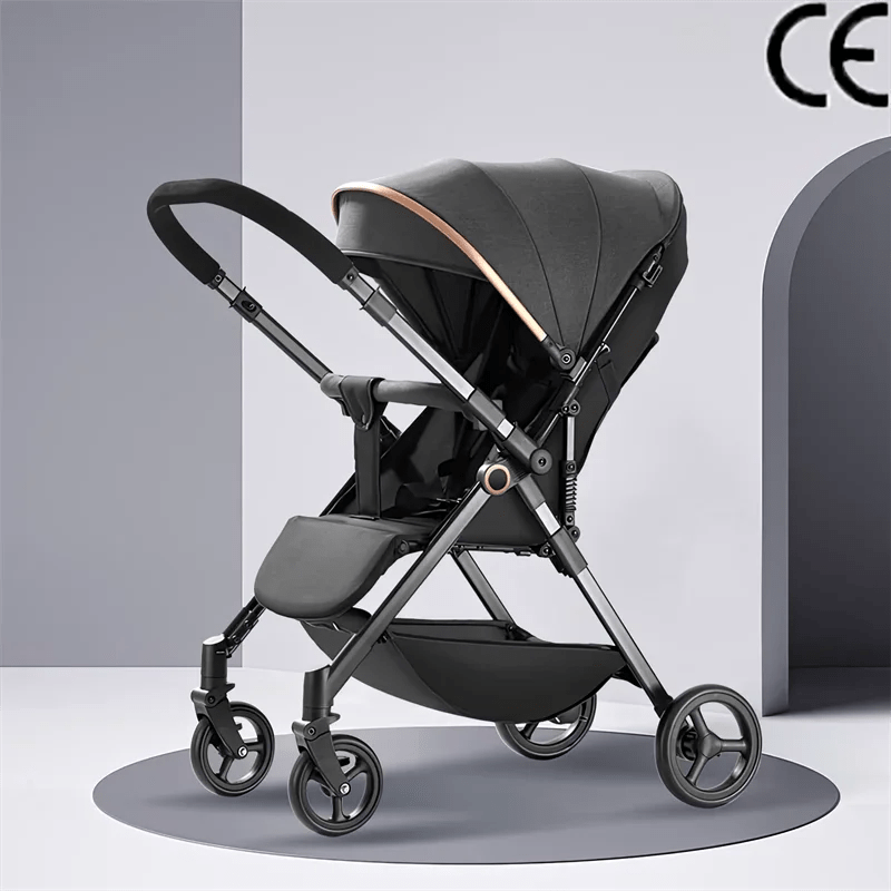 Hochwertiger Babywagen – Leicht, Wendbar & Geländetauglich mit Stoßdämpfung - Glanzhaut