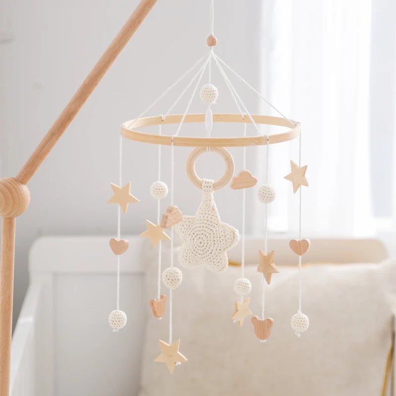 Holz & Häkel Baby Mobile – Stern-Pendeln für das Babybett - Glanzhaut