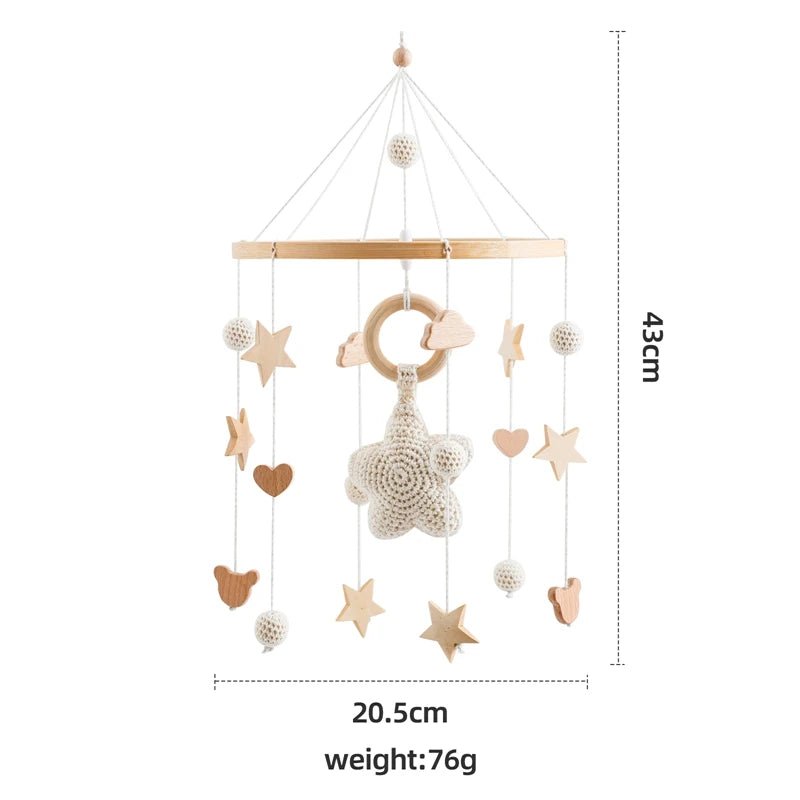 Holz & Häkel Baby Mobile – Stern-Pendeln für das Babybett - Glanzhaut