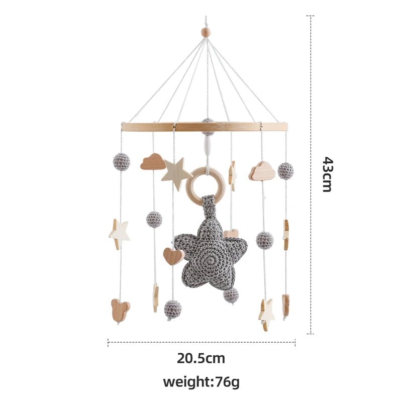 Holz & Häkel Baby Mobile – Stern-Pendeln für das Babybett - Glanzhaut