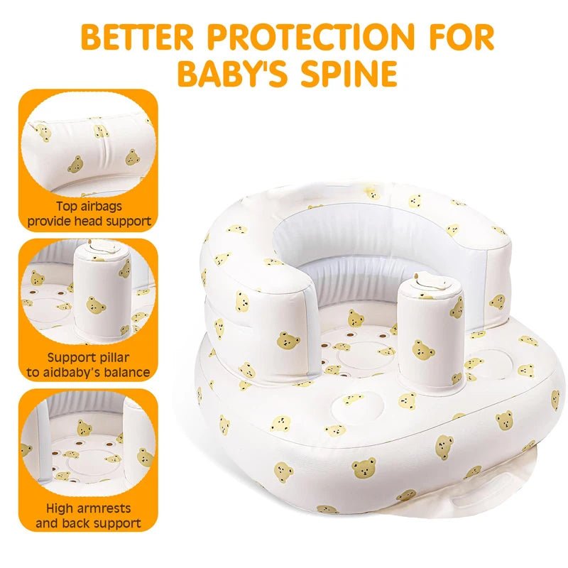 Inflatable Baby Seat for Babies 3-36 Months,Built in Air Pump Children Baby Sofa,Bumbo Seat for Learning to Sit,Feeding,Camping - Glanzhaut