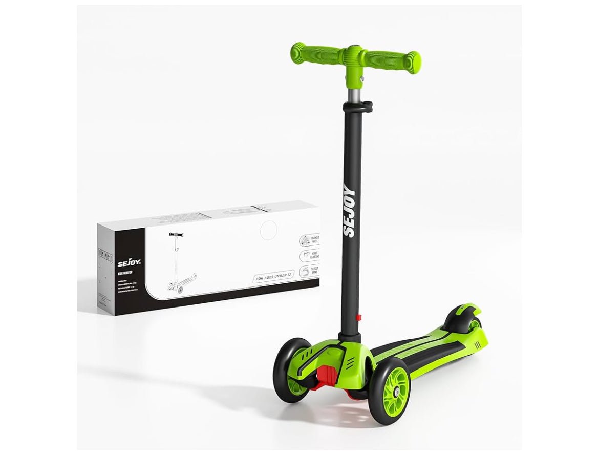 Sejoy Kinderroller 2–8 Jahre – LED-Räder, Höhenverstellbar, Klappbares Design, Militärqualität-Rahmen - Glanzhaut