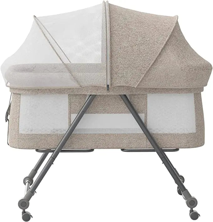UBRAVOO Baby Grab-and-go Travel Cot with Mattress & Silent Wheels, Rocking Crib Convertible, XYT-001 - Glanzhaut