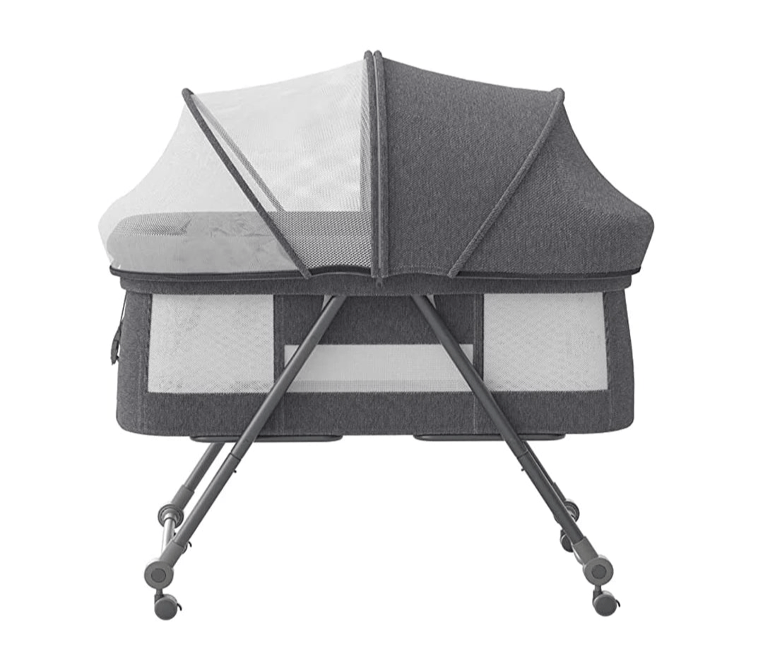 UBRAVOO Baby Grab-and-go Travel Cot with Mattress & Silent Wheels, Rocking Crib Convertible, XYT-001 - Glanzhaut