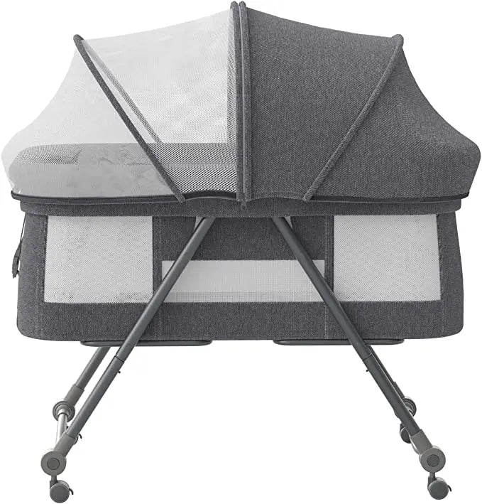 UBRAVOO Baby Grab-and-go Travel Cot with Mattress & Silent Wheels, Rocking Crib Convertible, XYT-001 - Glanzhaut