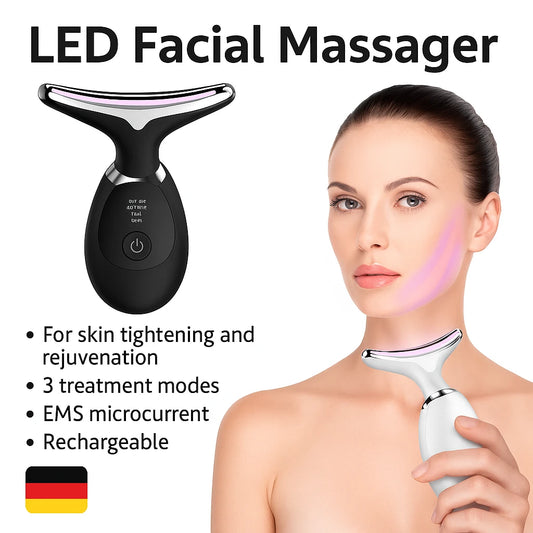 Gesichtsmassagegerät 4 in 1  mit 7 Farbe LED-Licht  Wiederaufladbares Hautpflegegerät - Glanzhaut