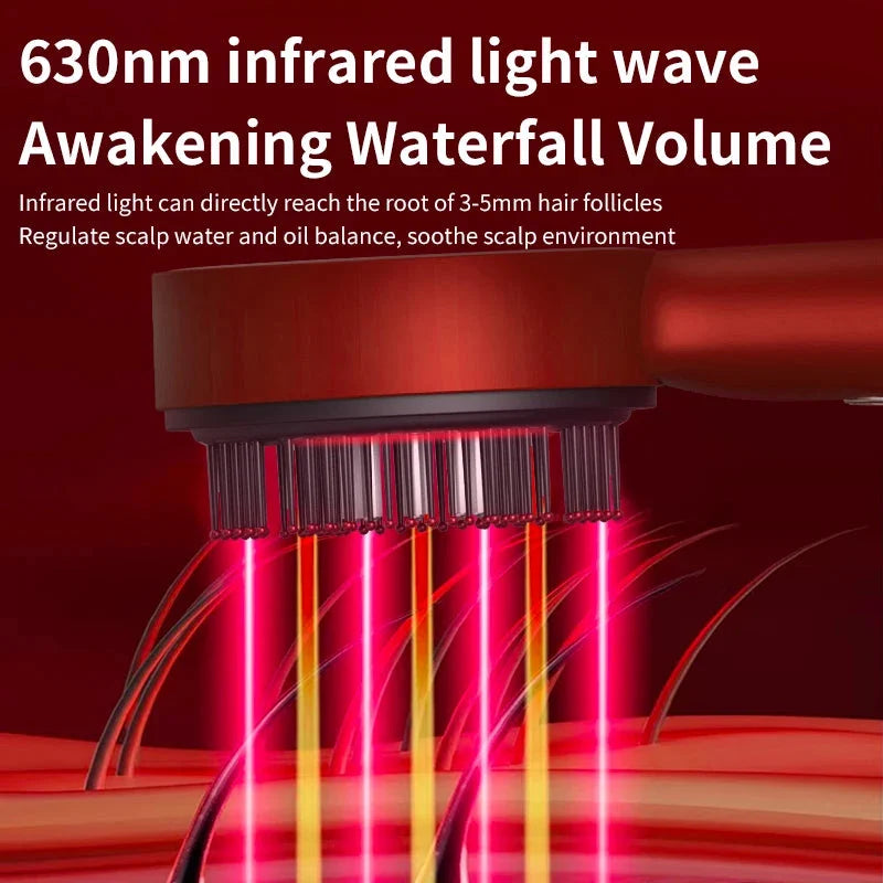 Elektrische Kopfhaut-Massagebürste mit LED-Licht & Vibration – Haarpflege-Kamm - Glanzhaut