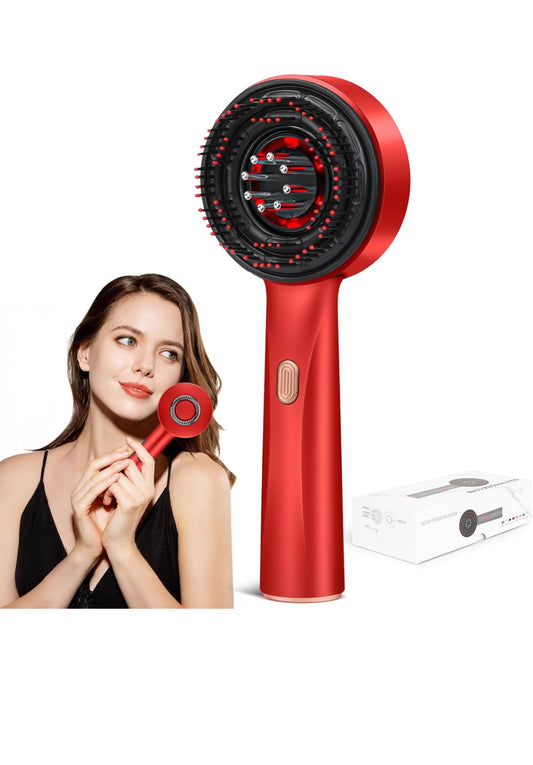 Elektrische Kopfhaut-Massagebürste mit LED-Licht & Vibration – Haarpflege-Kamm - Glanzhaut