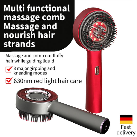 Elektrische Kopfhaut-Massagebürste mit LED-Licht & Vibration – Haarpflege-Kamm - Glanzhaut