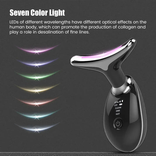 Gesichtsmassagegerät 4 in 1  mit 7 Farbe LED-Licht  Wiederaufladbares Hautpflegegerät - Glanzhaut