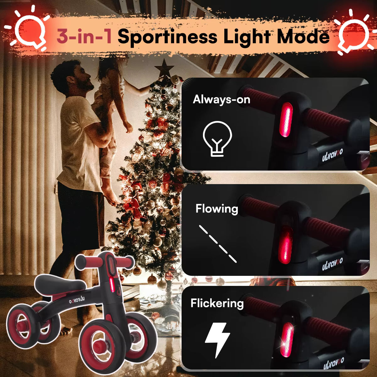 Baby Laufrad ohne Pedale 4 Räder für 1–2 Jahre mit Korb