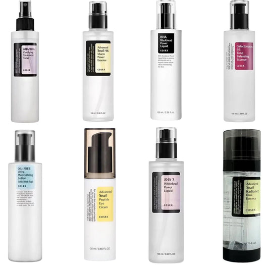 COSRX Pflegeroutine Set – Schneckenschleim, Retinol, AHA/BHA & Galactomyces für reine, strahlende Haut - Glanzhaut