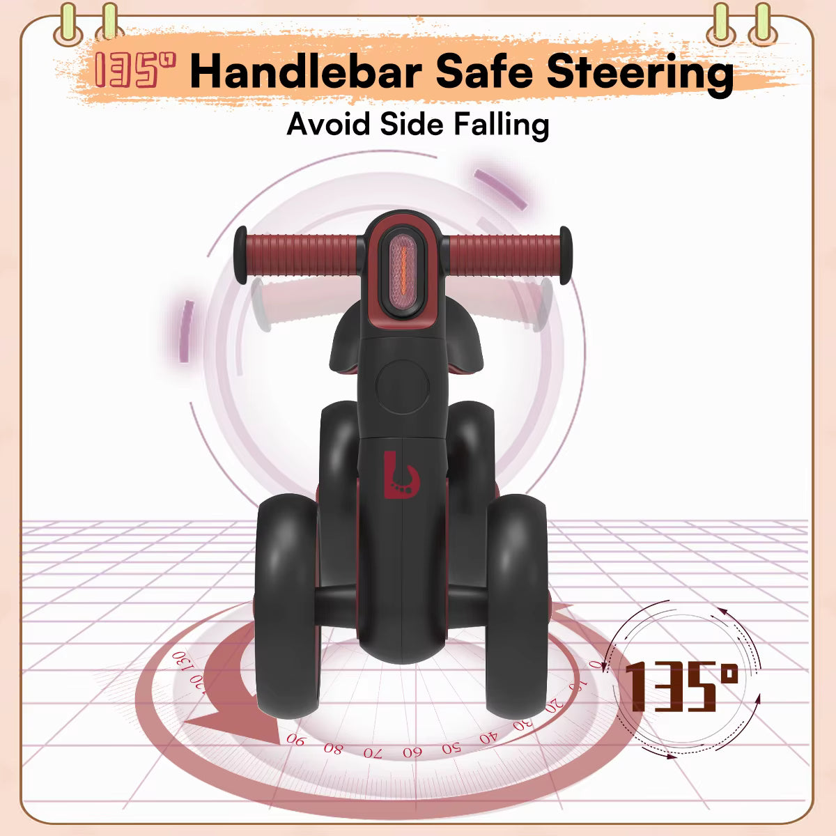 Baby Laufrad ohne Pedale 4 Räder für 1–2 Jahre mit Korb