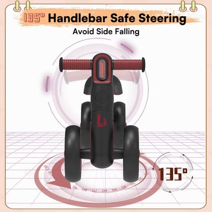 Baby Laufrad ohne Pedale 4 Räder für 1–2 Jahre mit Korb