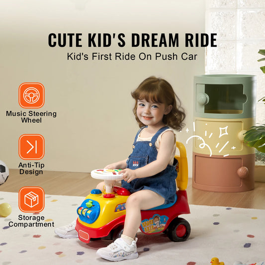 Kinder Rutschauto 2-in-1 – Schiebewagen & Lauflernhilfe mit Musik