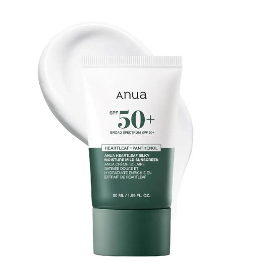 anua heartleaf + panthenol silky moisture mild sunscreen spf 50+