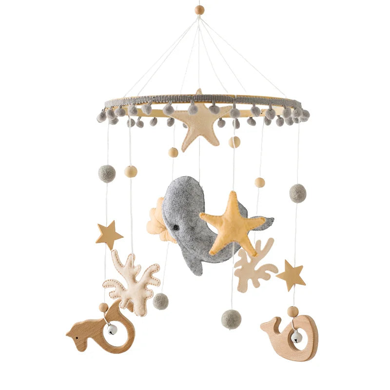 Holz & Häkel Baby Mobile – Stern-Pendeln für das Babybett - Glanzhaut