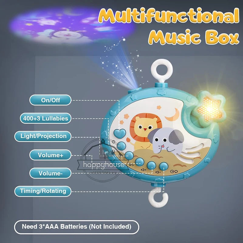 Musik Mobile mit Licht & Projektion – Baby Mobile 0–6 Monate