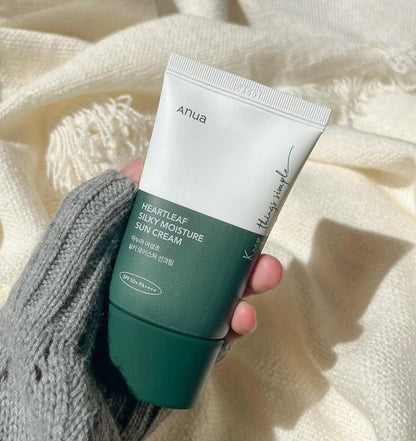 Anua Heartleaf Silky Moisture Sonnenschutzcreme SPF 50+ PA+ - Glanzhaut