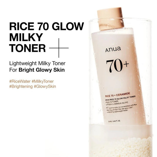 ANUA 70+ Toner 250ml – Feuchtigkeitsspendende Gesichtsessenz mit Reisextrakt | Für fettige & empfindliche Haut | Porenpflege & Hautbildverfeinerung - Glanzhaut