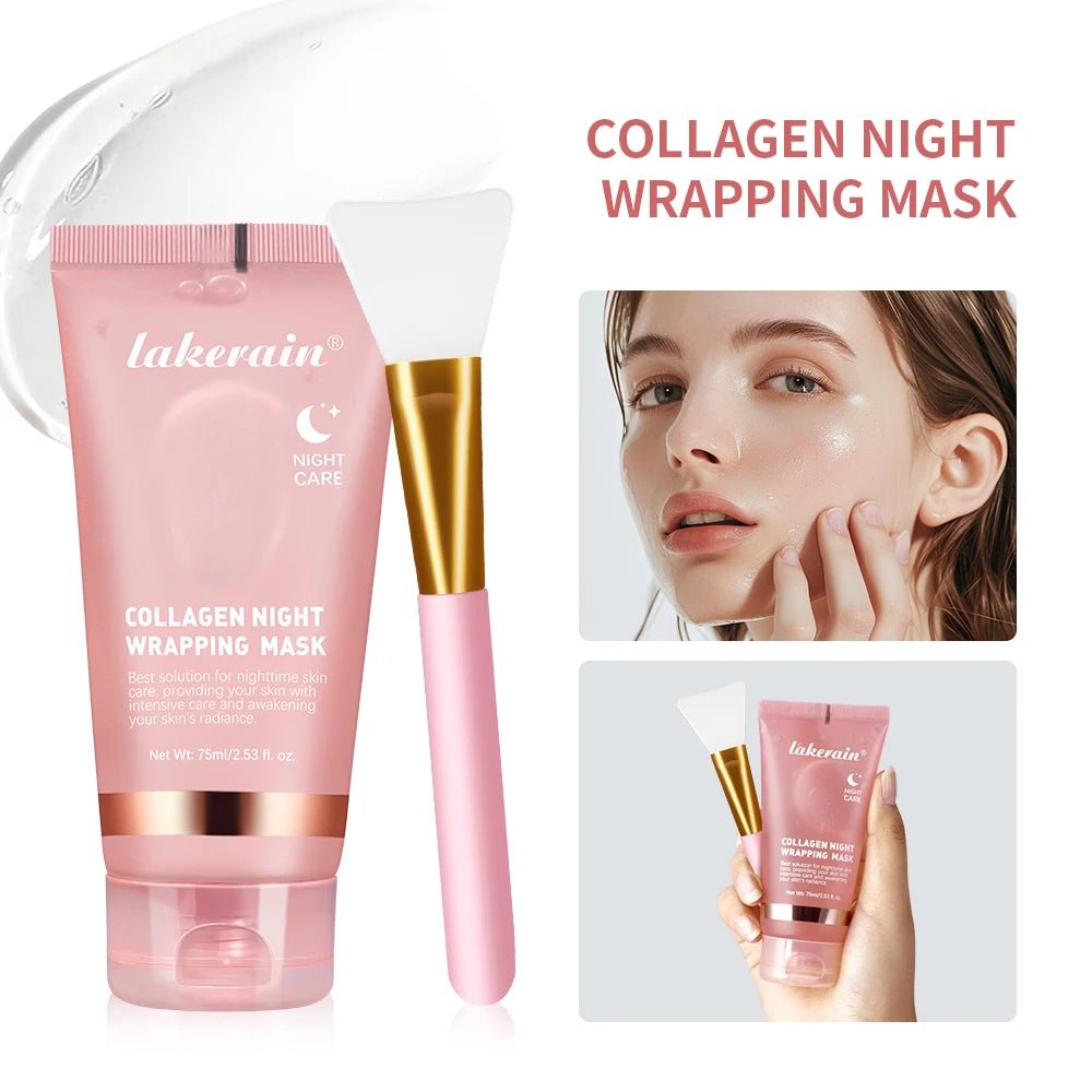 Collagen Maske,Collagen Night Wrapping Mask, Kollagen Maske für das Gesicht, Bio Collagen Face Mask, Peel-Off Maske für strahlende Haut, Tiefenwirksame Gesichtsmaske, Koreanische Hautpflege - Glanzhaut