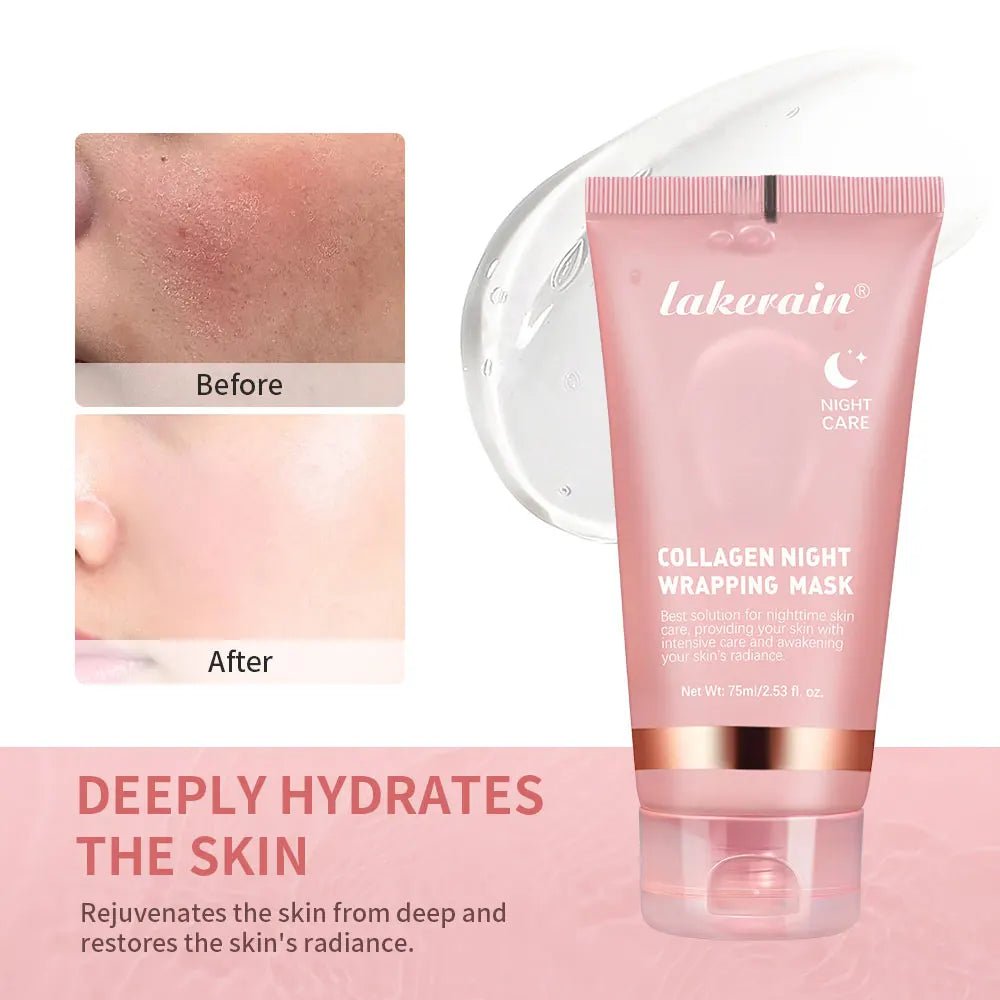 Collagen Maske,Collagen Night Wrapping Mask, Kollagen Maske für das Gesicht, Bio Collagen Face Mask, Peel-Off Maske für strahlende Haut, Tiefenwirksame Gesichtsmaske, Koreanische Hautpflege - Glanzhaut