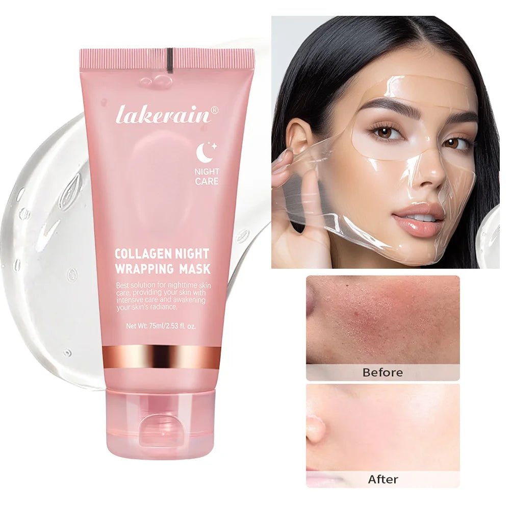 Collagen Maske,Collagen Night Wrapping Mask, Kollagen Maske für das Gesicht, Bio Collagen Face Mask, Peel-Off Maske für strahlende Haut, Tiefenwirksame Gesichtsmaske, Koreanische Hautpflege - Glanzhaut