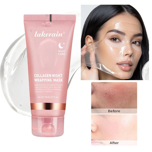 Collagen Maske,Collagen Night Wrapping Mask, Kollagen Maske für das Gesicht, Bio Collagen Face Mask, Peel-Off Maske für strahlende Haut, Tiefenwirksame Gesichtsmaske, Koreanische Hautpflege - Glanzhaut