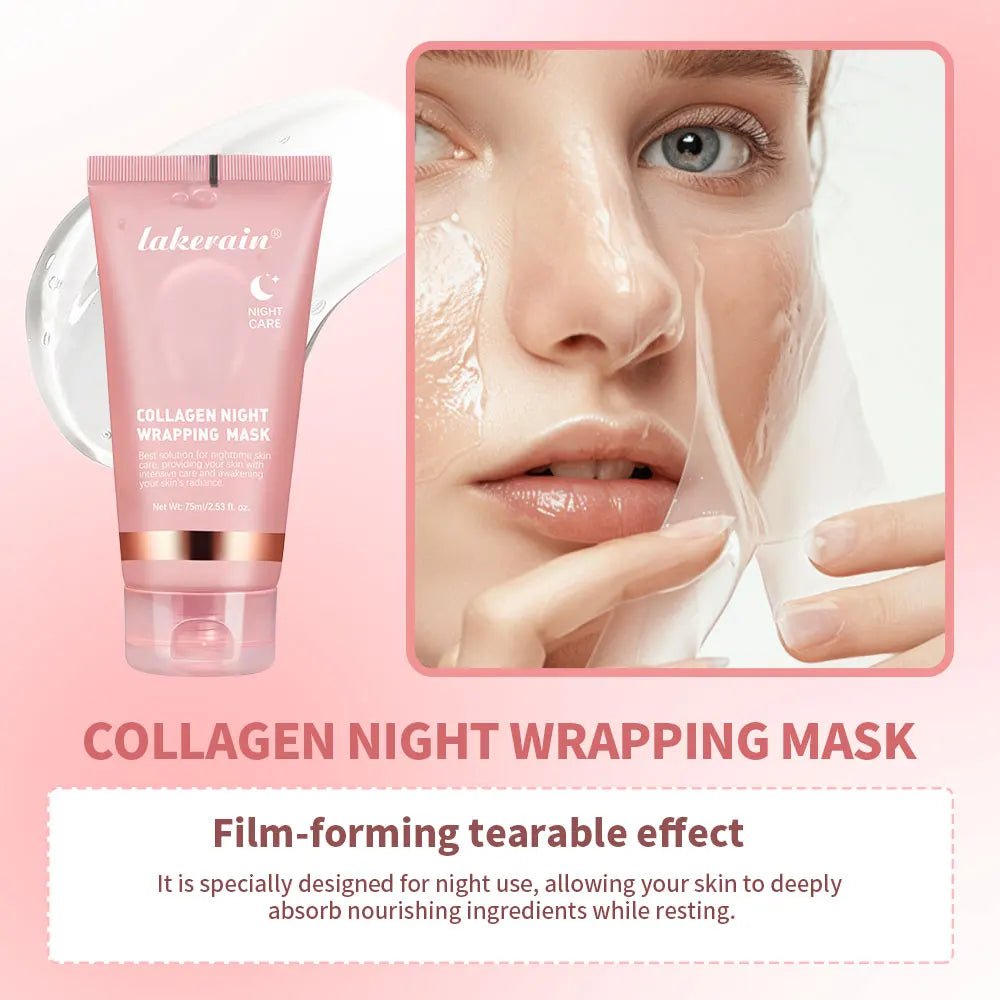 Collagen Maske,Collagen Night Wrapping Mask, Kollagen Maske für das Gesicht, Bio Collagen Face Mask, Peel-Off Maske für strahlende Haut, Tiefenwirksame Gesichtsmaske, Koreanische Hautpflege - Glanzhaut