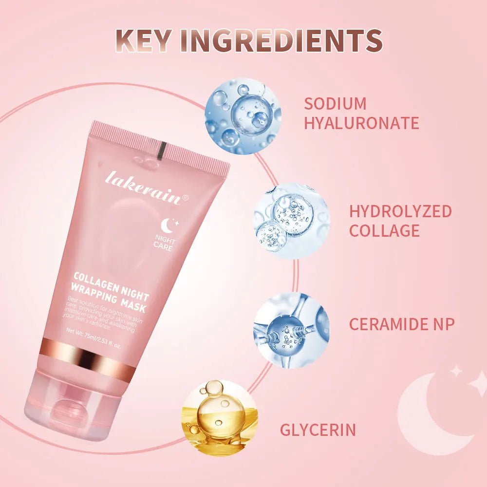 Collagen Maske,Collagen Night Wrapping Mask, Kollagen Maske für das Gesicht, Bio Collagen Face Mask, Peel-Off Maske für strahlende Haut, Tiefenwirksame Gesichtsmaske, Koreanische Hautpflege - Glanzhaut