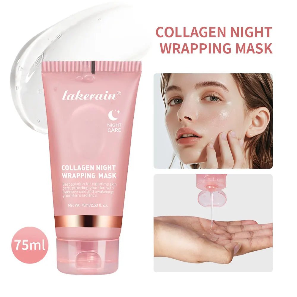 Collagen Maske,Collagen Night Wrapping Mask, Kollagen Maske für das Gesicht, Bio Collagen Face Mask, Peel-Off Maske für strahlende Haut, Tiefenwirksame Gesichtsmaske, Koreanische Hautpflege - Glanzhaut