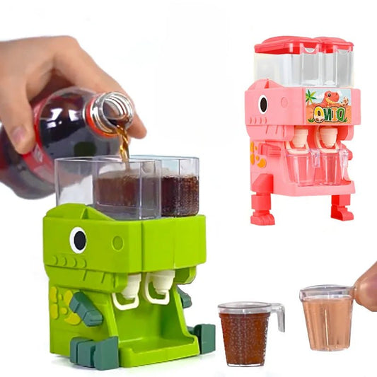 Dinosaurier Wasser- & Saftspender für Kinder – 2in1 Spielbrunnen in Pink & grün - Glanzhaut