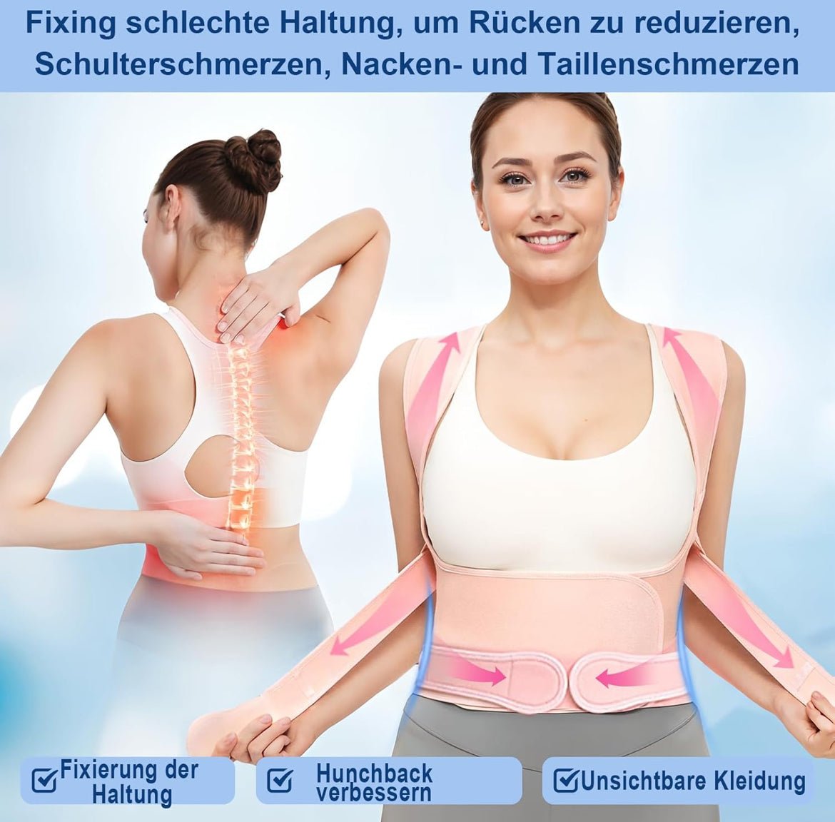 Rücken-Haltungskorrektor geeignet bei Rückenbeschwerden - Glanzhaut