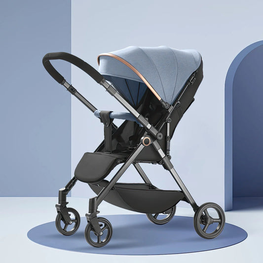Hochwertiger Babywagen – Leicht, Wendbar & Geländetauglich mit Stoßdämpfung - Glanzhaut