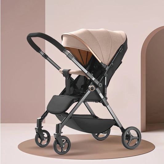 Hochwertiger Babywagen – Leicht, Wendbar & Geländetauglich mit Stoßdämpfung - Glanzhaut