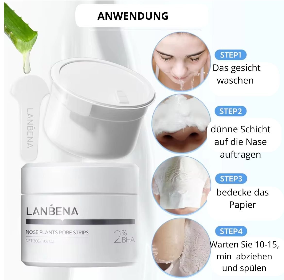 LANBENA Tiefenreinigende Peel-Off-Maske – Porentiefe Reinigung mit Aktivkohle - Glanzhaut