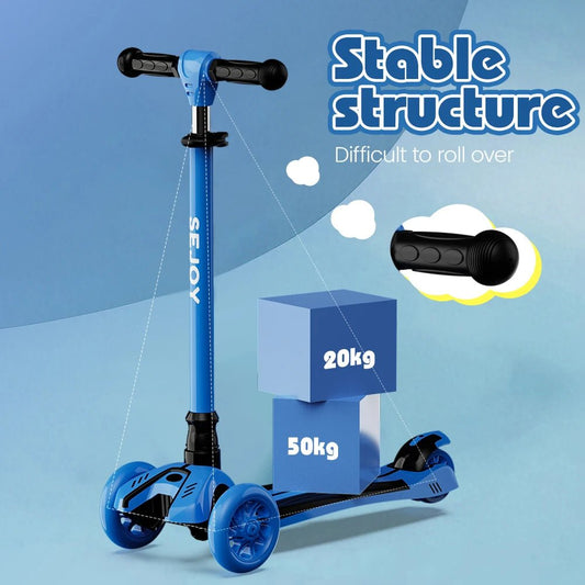 Sejoy Kinderroller 2–8 Jahre – LED-Räder, Höhenverstellbar, Klappbares Design, Militärqualität-Rahmen - Glanzhaut