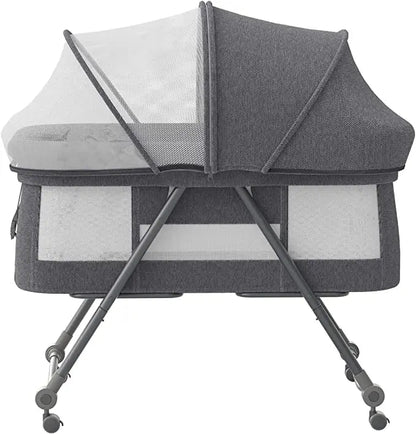 UBRAVOO Baby Grab-and-go Travel Cot  with Mattress & Silent Wheels,  Rocking Crib Convertible, XYT-001 - Glanzhaut